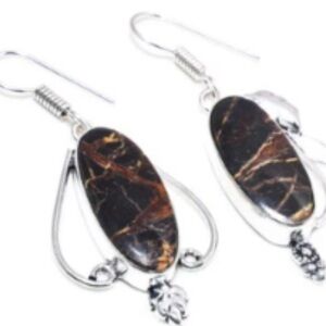 New Snakeskin Jasper Sterling Silver Dangle Earrings Handmade